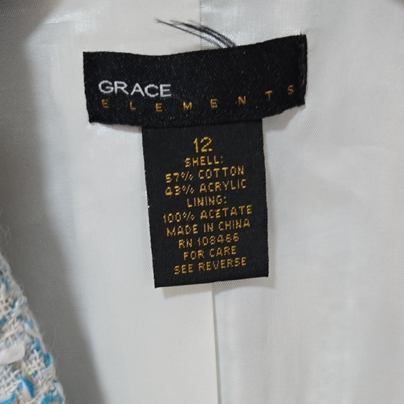 Grace Elements Sky Blue and White Tweed Blazer - Picture 3 of 7